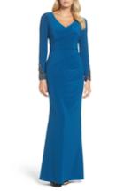 Women's Adrianna Papell Embellished Sleeve Drape Gown - Blue
