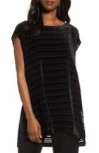 Women's Eileen Fisher Velvet Stripe Burnout Tunic, Size - Black