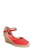 Women's Toni Pons 'caldes' Linen Wedge Sandal Eu - Red