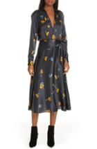 Women's Equipment Vivienne Print Faux Wrap Silk Dress - Blue