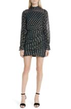 Women's Saloni Rina Polka Dot Silk Blend Minidress - Black