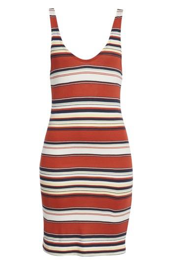 Women's Obey Homesick Stripe Ribbed Dress - Red