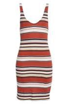 Women's Obey Homesick Stripe Ribbed Dress - Red