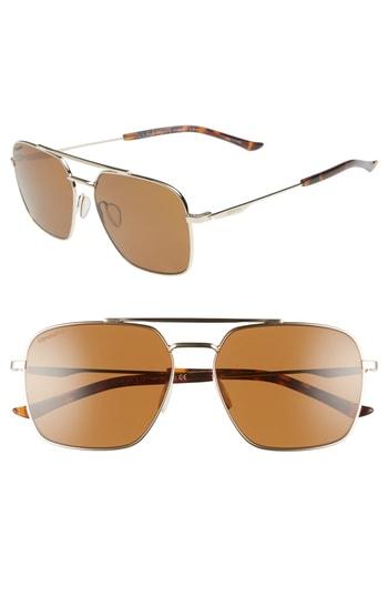 Women's Smith Double Down 58mm Chromapop(tm) Polarized Navigator Sunglasses - Gold/ Brown