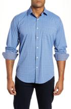Men's Bugatchi Classic Fit Plaid Performance Sport Shirt - Blue