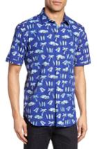 Men's Bugatchi Shaped Fit Beach Print Sport Shirt