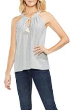 Women's Vince Camuto Tassel Neck Halter Cotton Top, Size - Grey