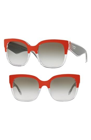 Women's Burberry 56mm Cat Eye Sunglasses - Grey/ Red Gradient