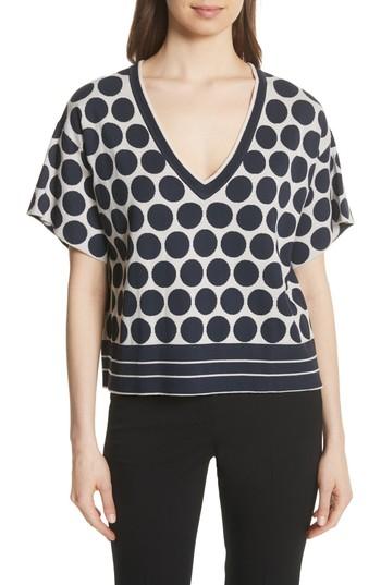 Women's Grey Jason Wu Polka Dot V-neck Tee - Blue