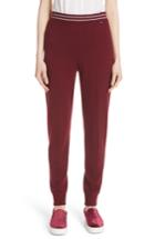 Women's St. John Collection Stripe Waist Cashmere Knit Pants - Burgundy