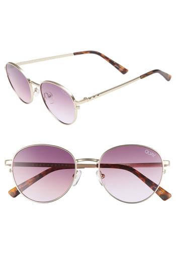 Women's Quay Australia Crazy Love 45mm Round Sunglasses - Gold/ Purple