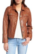 Women's Bcbgeneration Leather Trucker Jacket - Brown