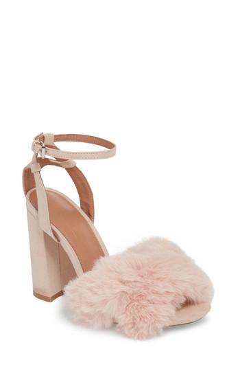 Women's Topshop Sassy Faux Fur Sandal .5us / 36eu - Beige