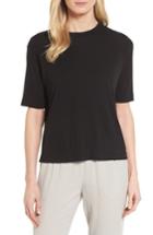 Women's Eileen Fisher Crewneck Silk Top, Size - Black