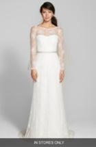 Women's Jesus Peiro Illusion Yoke Embellished Lace Dress, Size - Ivory