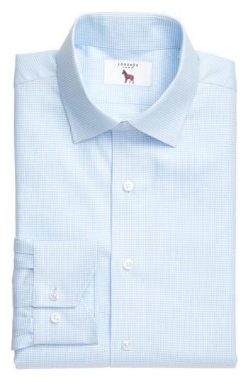 Men's Lorenzo Uomo Trim Fit Houndstooth Dress Shirt .5 - 32 - Blue