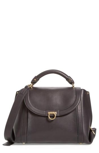 Salvatore Ferragamo Medium Suzanna Leather Satchel - Black