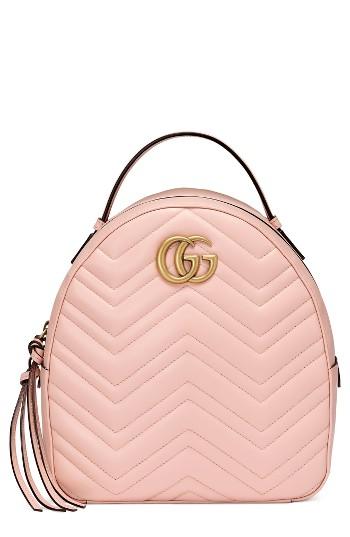 Gucci Gg Marmont Matelasse Quilted Leather Backpack - Pink