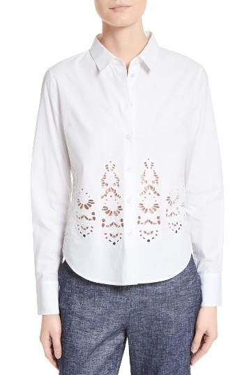 Women's Theory Weylend E Eyelet Blouse, Size - White