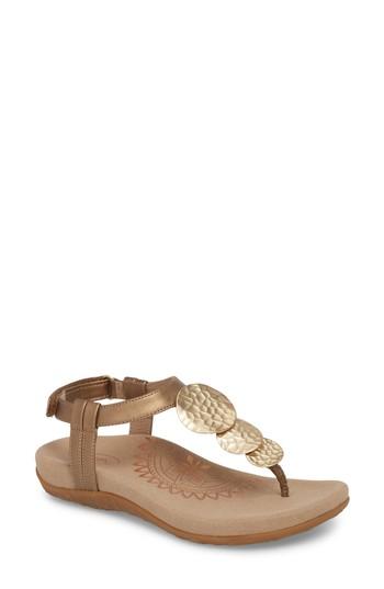 Women's Aetrex Olive T-strap Sandal Eu - Metallic