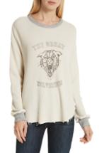 Women's Caslon Ballet Neck Cotton & Modal Knit Elbow Sleeve Tee, Size - Grey