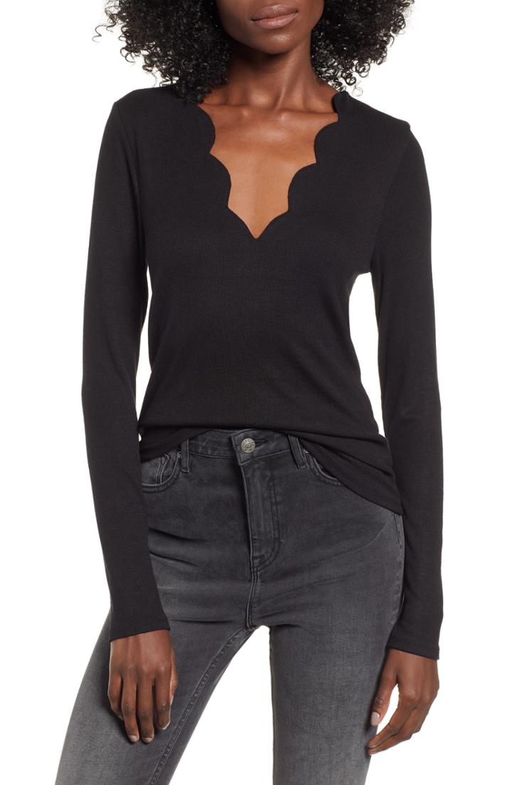 Women's Socialite Scallop Neck Tee