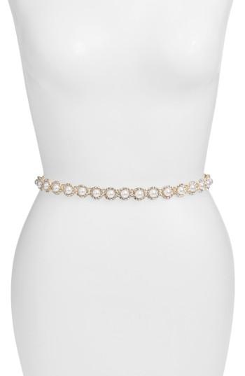 Women's Kate Spade New York Imitation Pearl & Crystal Belt - Bridal Cream