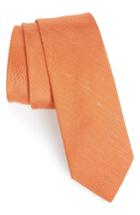 Men's The Tie Bar Pinstripe Silk & Linen Tie, Size - Orange