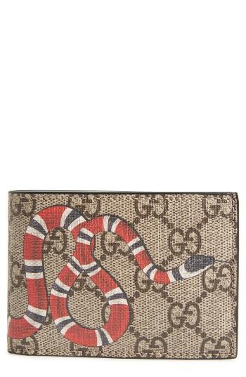 Men's Gucci Snake Print Supreme Bifold Wallet -