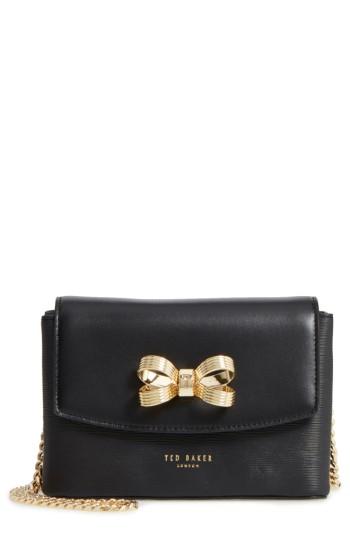 Ted Baker London Leorr Bow Leather Crossbody Bag - Black