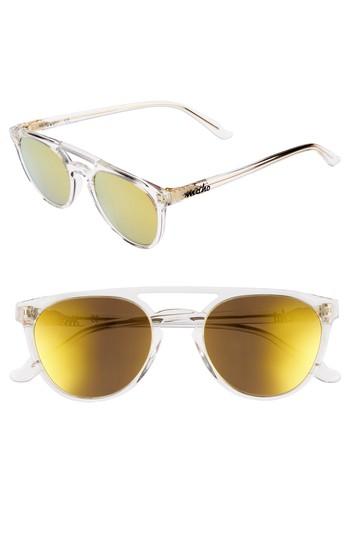 Women's Maho Reykjavik 49mm Polarized Round Sunglasses - Crystal
