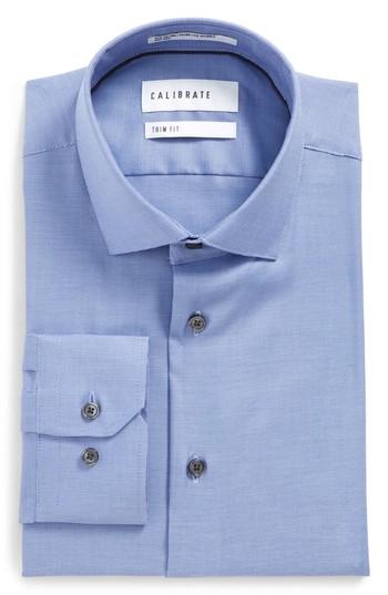 Men's Calibrate Trim Fit Stretch Solid Dress Shirt .5 32/33 - Purple