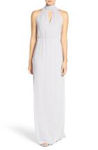 Women's Ceremony By Joanna August 'riggs' Halter V-neck Chiffon Gown - Metallic