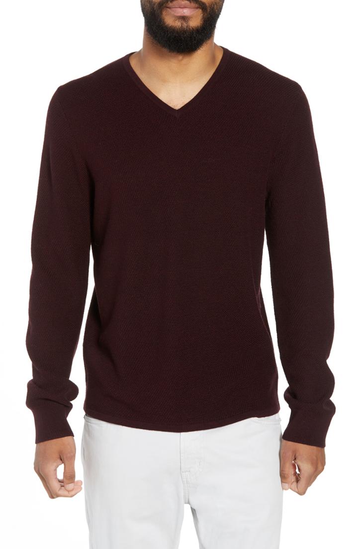 Men's Calibrate V-neck Wool Blend Sweater - Burgundy
