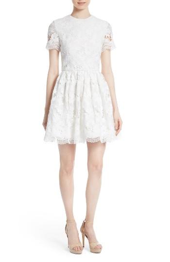 Women's Alice + Olivia Karen Embroidered Skater Dress