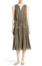 Women's Joie Klea Metallic Stripe Silk Midi Dress - Green