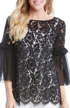 Women's Karen Kane Ruffle Sleeve Lace Top - Black