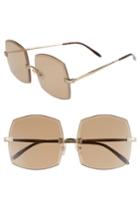 Women's Wildfox Hologram 60mm Square Sunglasses - Antique Gold/ Brown Solid