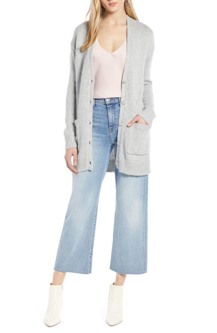 Women's Halogen Metallic Knit Cardigan - Grey