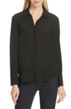 Women's Club Monaco Helek Covered Button Silk Shirt - Black