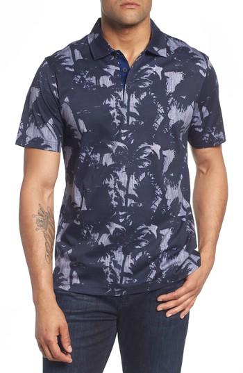 Men's Bugatchi Palm Tree Knit Polo - Blue