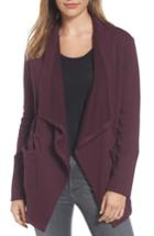 Women's Caslon Asymmetrical Drape Collar Terry Jacket, Size - Burgundy
