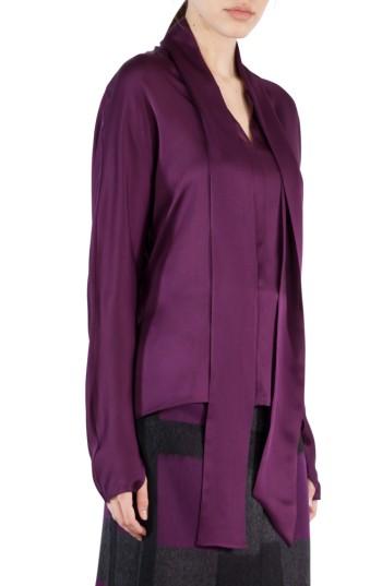 Women's Akris Tie Neck Silk Crepe Blouse