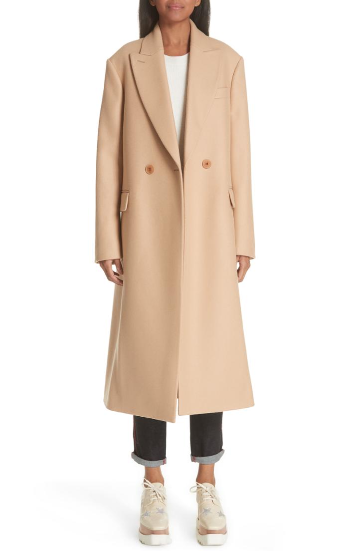 Women's Stella Mccartney Wool Double Breasted Coat Us / 40 It - Beige