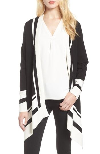 Women's Anne Klein Colorblock Open Cardigan - Black