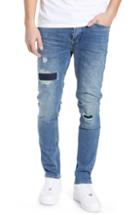 Men's Topman Patchy Stretch Skinny Jeans X 32 - Blue