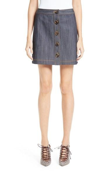 Women's Adam Lippes Stretch Denim Miniskirt - Blue