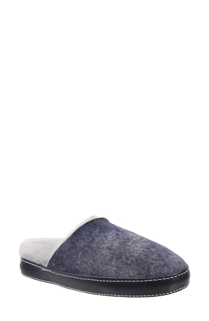 Women's Ross & Snow Linda Genuine Shearling Scuff Slipper M - Blue