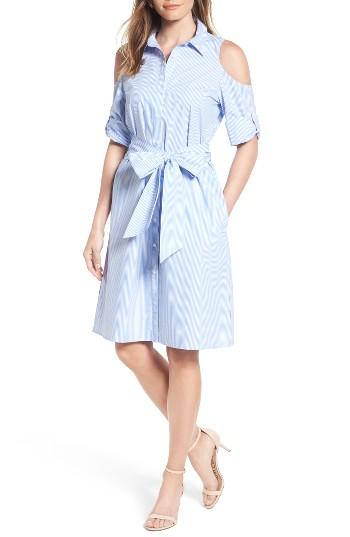 Women's Draper James Cold Shoulder Shirtdress - Blue
