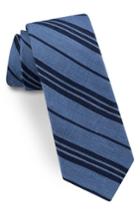 Men's Ted Baker London Striped Silk & Linen Tie, Size - Blue